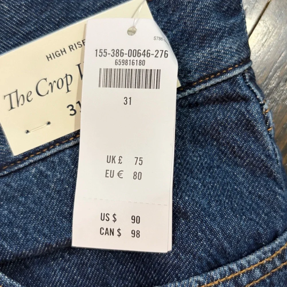 Abercrombie & Fitch Wide Leg Jeans Women‎ 31 12 Blue High Rise Crop Denim 35x26